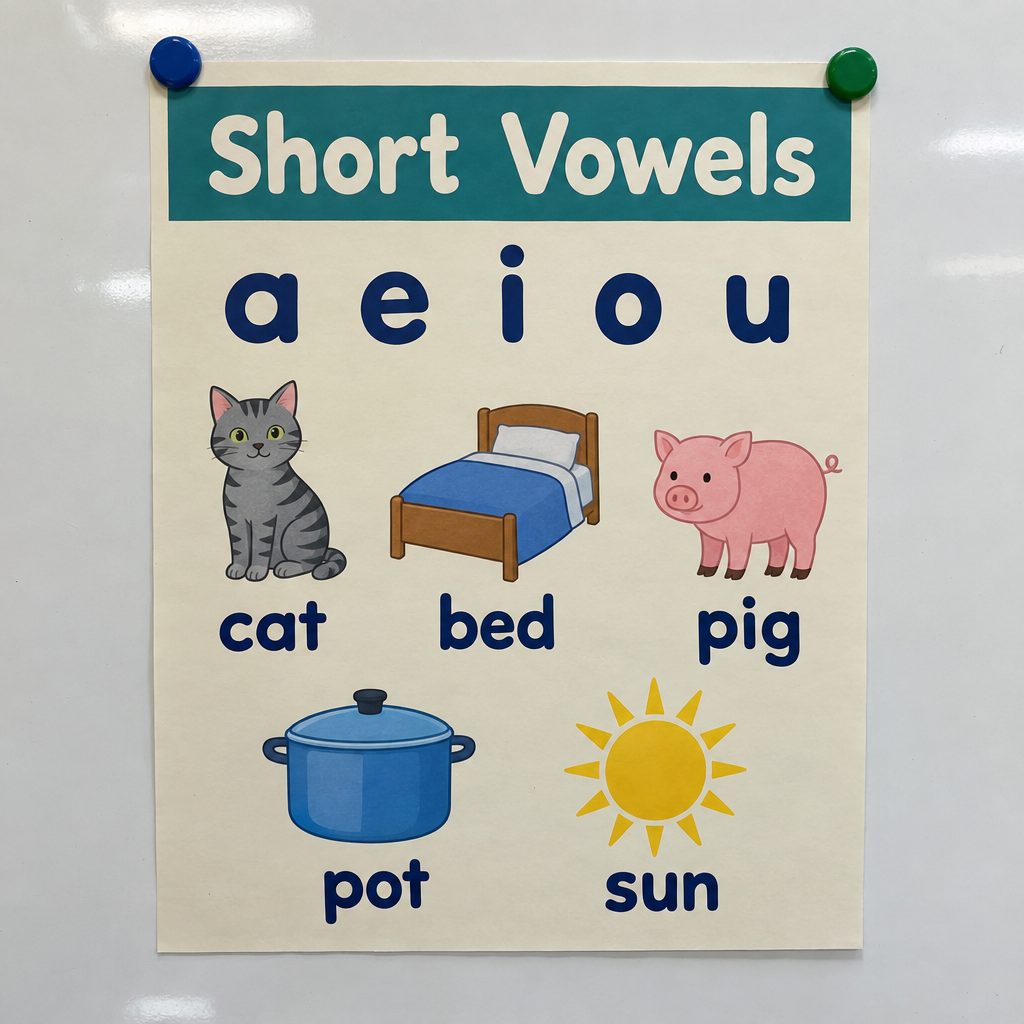 Short vowels poster, original